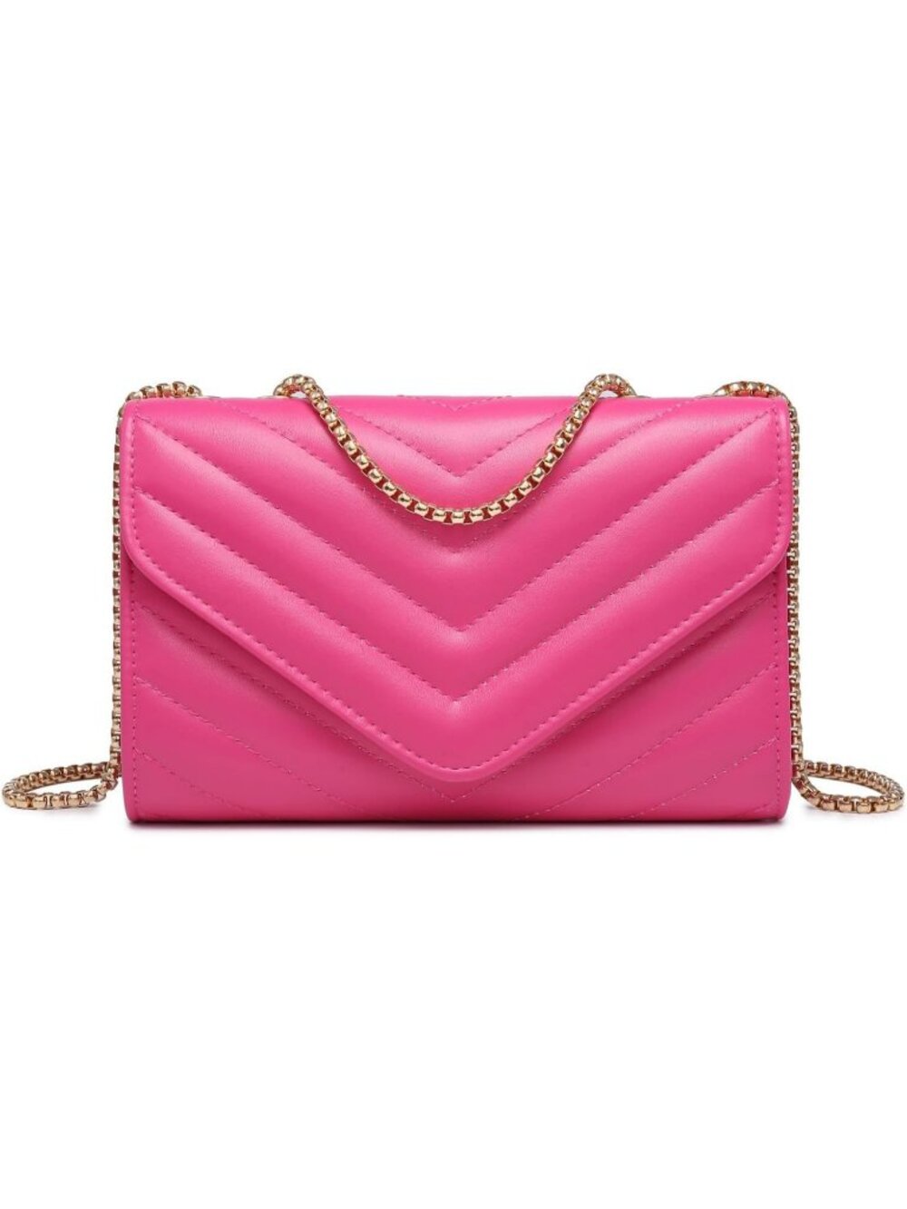 Women's Fuchsia Small Quilted Stylish Clutch Purses Evening Crossbody Bags